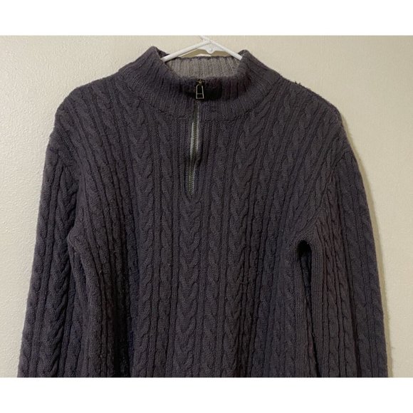 Peregrine Women's XL Long Sleeve 1/4 Zip Pullover Chunky Pure Wool Sweater Gray - Picture 2 of 6